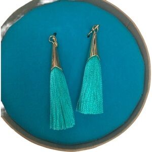 New Anthropologie Shiraleah Talulah Turquoise Blue Bohemian Tassel Earrings
